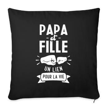 Papi et petite-fille un lien pour la vie - Housse de coussin décorative 45 x 45 cm - noir - Devant