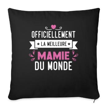 Cadeau meilleure mamie du monde grand mère - Housse de coussin décorative 45 x 45 cm - noir - Devant