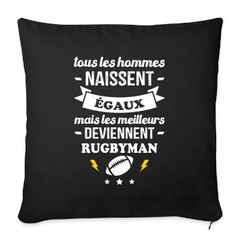 Les meilleurs hommes deviennent rugbymans - Housse de coussin décorative 45 x 45 cm - noir - Devant