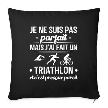 Pas parfait mais j'ai fait un triathlon - Housse de coussin décorative 45 x 45 cm - noir - Devant