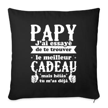 Cadeau Grand Père Papy Personnalisé Anniversaire - Housse de coussin décorative 45 x 45 cm - noir - Devant