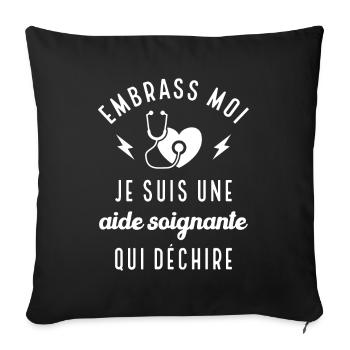 Embrasse moi je suis une aide-soignante cadeau - Housse de coussin décorative 45 x 45 cm - noir - Devant