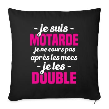 Je suis motarde je ne cours pas après les mecs - Housse de coussin décorative 45 x 45 cm - noir - Devant