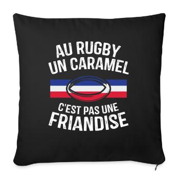 Au Rugby Un Caramel C'est Pas Une Friandise - Housse de coussin décorative 45 x 45 cm - noir - Devant