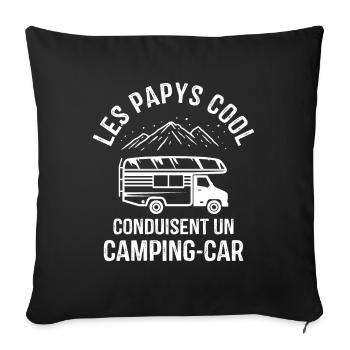 Les Papys Cool Conduisent Un Camping-car - Housse de coussin décorative 45 x 45 cm - noir - Devant