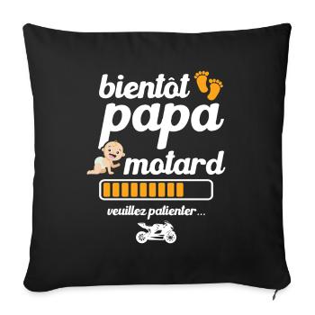 Bientôt papa motard - Housse de coussin décorative 45 x 45 cm - noir - Devant