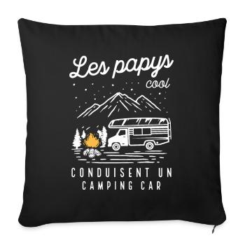 Les Papys Cool Conduisent Un Camping-car - Housse de coussin décorative 45 x 45 cm - noir - Devant