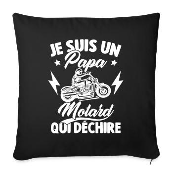 Je Suis Un Papa Motard Qui Déchire - Housse de coussin décorative 45 x 45 cm - noir - Devant
