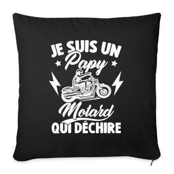 Je Suis Un Papy Motard Qui Déchire - Housse de coussin décorative 45 x 45 cm - noir - Devant