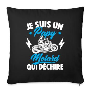 Je Suis Un Papy Motard Qui Déchire - Housse de coussin décorative 45 x 45 cm - noir - Devant