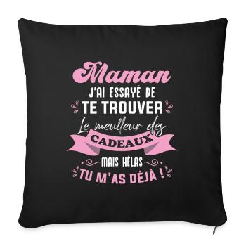 Maman j'ai essayé de te trouver Le meilleur cadeau - Housse de coussin décorative 45 x 45 cm - noir - Devant