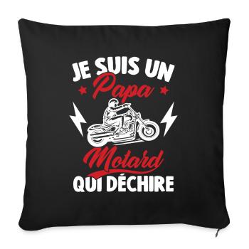 Je Suis Un Papa Motard Qui Déchire - Housse de coussin décorative 45 x 45 cm - noir - Devant