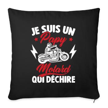 Je Suis Un Papy Motard Qui Déchire - Housse de coussin décorative 45 x 45 cm - noir - Devant