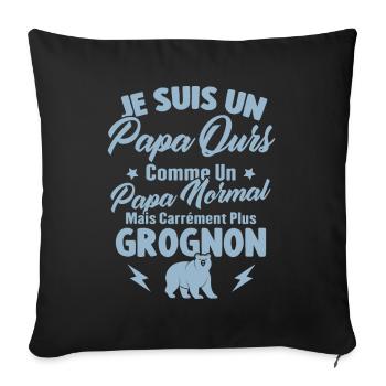Je Suis Un Papa Ours Comme Un Papa Normal - Housse de coussin décorative 45 x 45 cm - noir - Devant