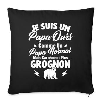 Je Suis Un Papa Ours Comme Un Papa Normal - Housse de coussin décorative 45 x 45 cm - noir - Devant