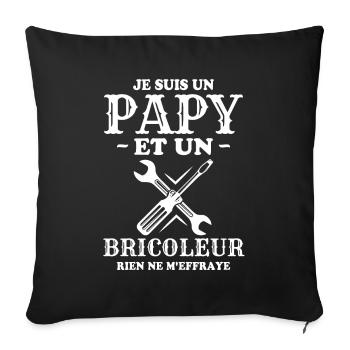 Je suis un Papy et un Bricoleur Cadeau grand-père - Housse de coussin décorative 45 x 45 cm - noir - Devant