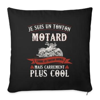 Un Tonton Motard Comme Un Tonton Normal - Housse de coussin décorative 45 x 45 cm - noir - Devant