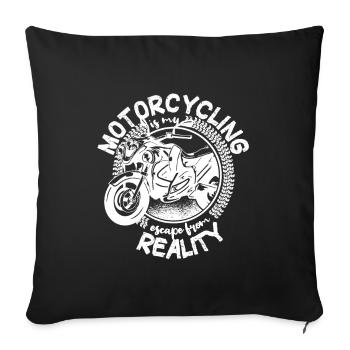 La moto est mon évasion de la réalité - Biker - Housse de coussin décorative 45 x 45 cm - noir - Devant