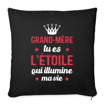 Grand-mère tu es l'étoile qui illumine ma vie - Housse de coussin décorative 45 x 45 cm - noir - Devant