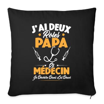 Papa Et Médecin / Cadeau Meilleur Papa Médecin - Housse de coussin décorative 45 x 45 cm - noir - Devant