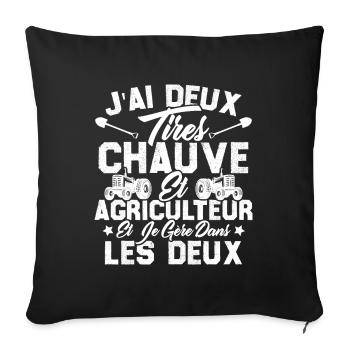 Chauve Agriculteur / Humour Cadeau Agriculture - Housse de coussin décorative 45 x 45 cm - noir - Devant