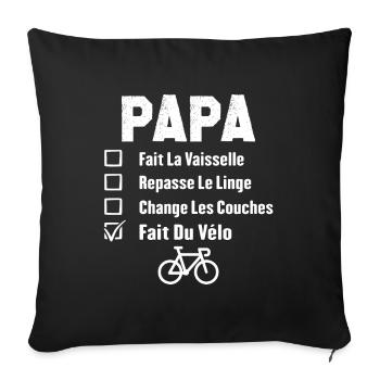 Papa cycliste fête des pères cadeau drôle vélo - Housse de coussin décorative 45 x 45 cm - noir - Devant