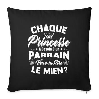 chaque princesse a besoin d'un parrain - Housse de coussin décorative 45 x 45 cm - noir - Devant