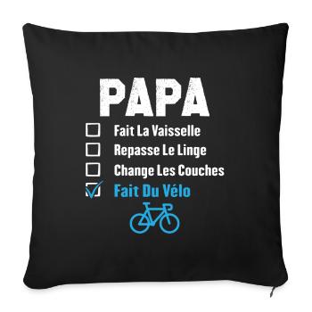 Papa cycliste fête des pères cadeau drôle vélo - Housse de coussin décorative 45 x 45 cm - noir - Devant