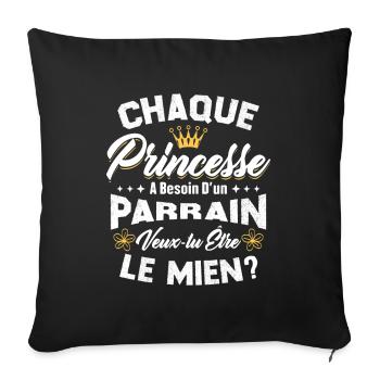 chaque princesse a besoin d'un parrain - Housse de coussin décorative 45 x 45 cm - noir - Devant