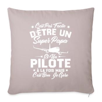 Un Super Papa Et Un Pilote - Housse de coussin décorative 45 x 45 cm - taupe clair - Devant