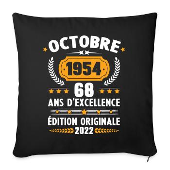 Cadeau D'anniversaire Rétro 68 Ans Septembre 1954 - Housse de coussin décorative 45 x 45 cm - noir - Devant