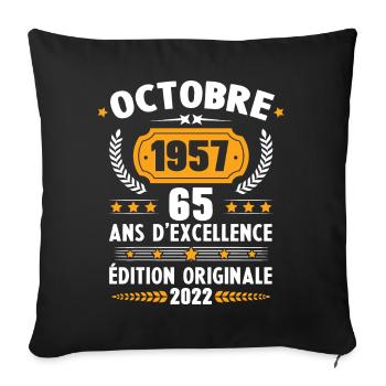 Cadeau D'anniversaire Rétro 65 Ans Septembre 1957 - Housse de coussin décorative 45 x 45 cm - noir - Devant