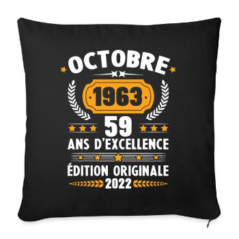 Cadeau D'anniversaire Rétro 59 Ans Septembre 1963 - Housse de coussin décorative 45 x 45 cm - noir - Devant