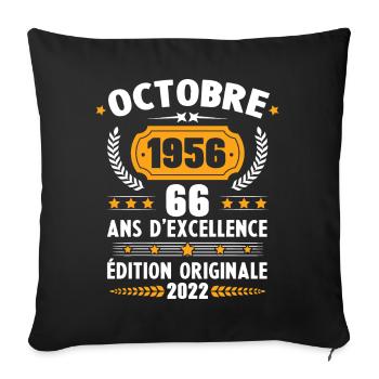 Cadeau D'anniversaire Rétro 66 Ans Septembre 1956 - Housse de coussin décorative 45 x 45 cm - noir - Devant