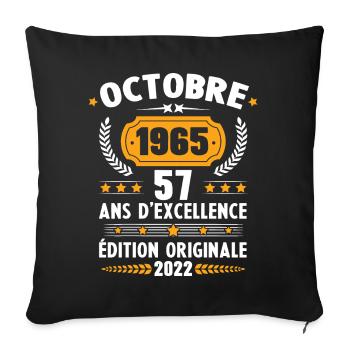 Cadeau D'anniversaire Rétro 57 Ans Septembre 1965 - Housse de coussin décorative 45 x 45 cm - noir - Devant