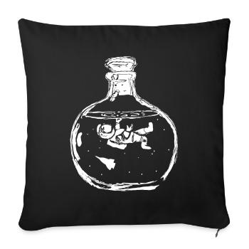 Astronaut in Flasche - Sofakissenbezug 45 x 45 cm - Schwarz - Vorne