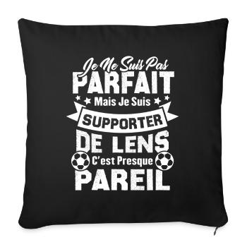 Je suis supporter de Lens, Idée cadeau football - Housse de coussin décorative 45 x 45 cm - noir - Devant