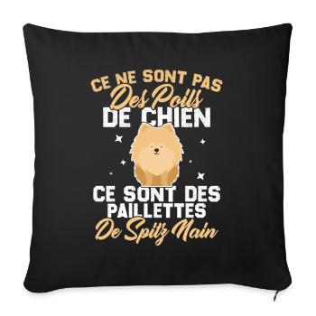 Ce sont des paillettes de spitz nain humour cadeau - Housse de coussin décorative 45 x 45 cm - noir - Devant