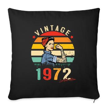 1972 Vintage Édition limitée Cadeau Femmes - Housse de coussin décorative 45 x 45 cm - noir - Devant