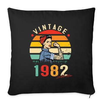 1982 Vintage Édition limitée Cadeau Femmes - Housse de coussin décorative 45 x 45 cm - noir - Devant