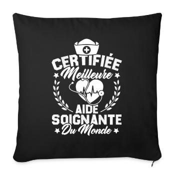 Certifiée meilleure aide-soignante du monde - Housse de coussin décorative 45 x 45 cm - noir - Devant