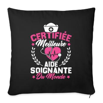 Certifiée meilleure aide-soignante du monde - Housse de coussin décorative 45 x 45 cm - noir - Devant