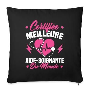 Certifiée meilleure aide-soignante du monde - Housse de coussin décorative 45 x 45 cm - noir - Devant