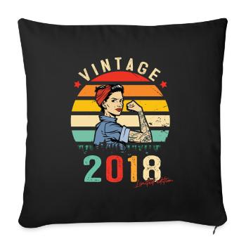 2018 Vintage Édition limitée Cadeau Femmes - Housse de coussin décorative 45 x 45 cm - noir - Devant