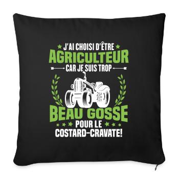 Agriculteur et Beau-gosse - Housse de coussin décorative 45 x 45 cm - noir - Devant