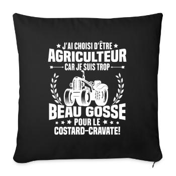 Agriculteur et Beau-gosse - Housse de coussin décorative 45 x 45 cm - noir - Devant