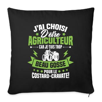 Agriculteur et Beau-gosse - Housse de coussin décorative 45 x 45 cm - noir - Devant