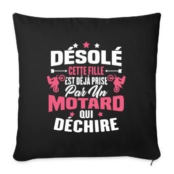 Désolé cette fille est déjà prise par un motard - Housse de coussin décorative 45 x 45 cm - noir - Devant