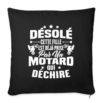 Désolé cette fille est déjà prise par un motard - Housse de coussin décorative 45 x 45 cm - noir - Devant