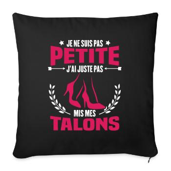 Je ne suis pas petite, Cadeau humour femme - Housse de coussin décorative 45 x 45 cm - noir - Devant